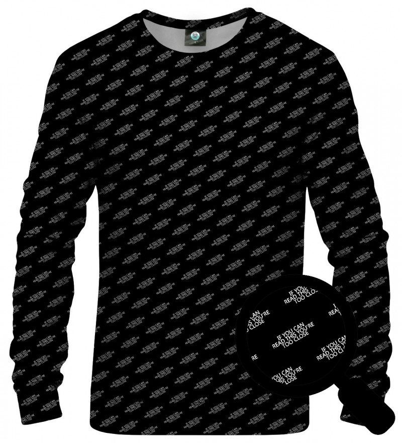 black sweatshirt with inscription