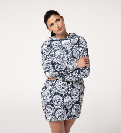 Skull Flower Hoodie Oversize Dress
