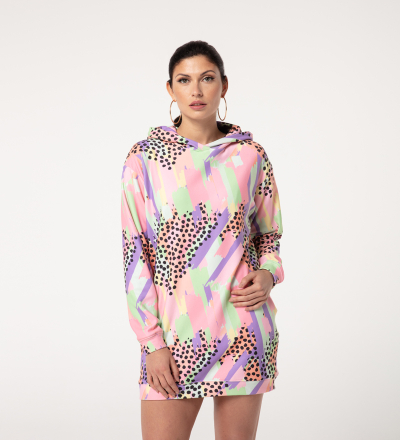 Pastel Dots Hoodie Oversize Dress