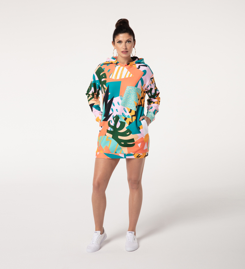Tropical Abstract Hoodie Oversize Dress