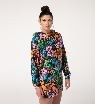 Flower Hideout Hoodie Oversize Dress