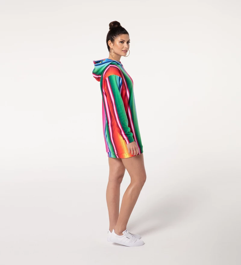 Sukienka oversize z kapturem Colorful Stripes