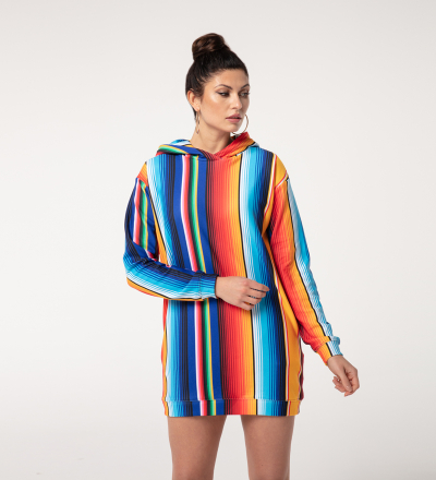 Sukienka oversize z kapturem Colorful Stripes