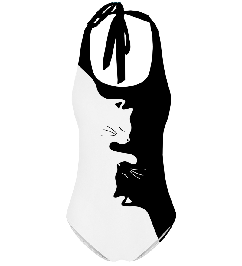 YinYang Cats open back swimsuit