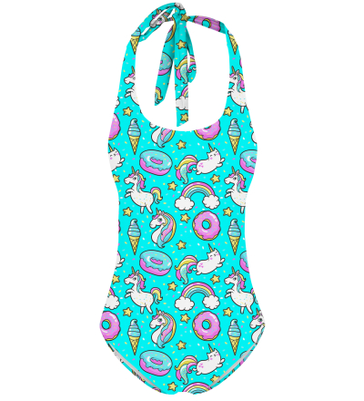 Teal I Die open back swimsuit