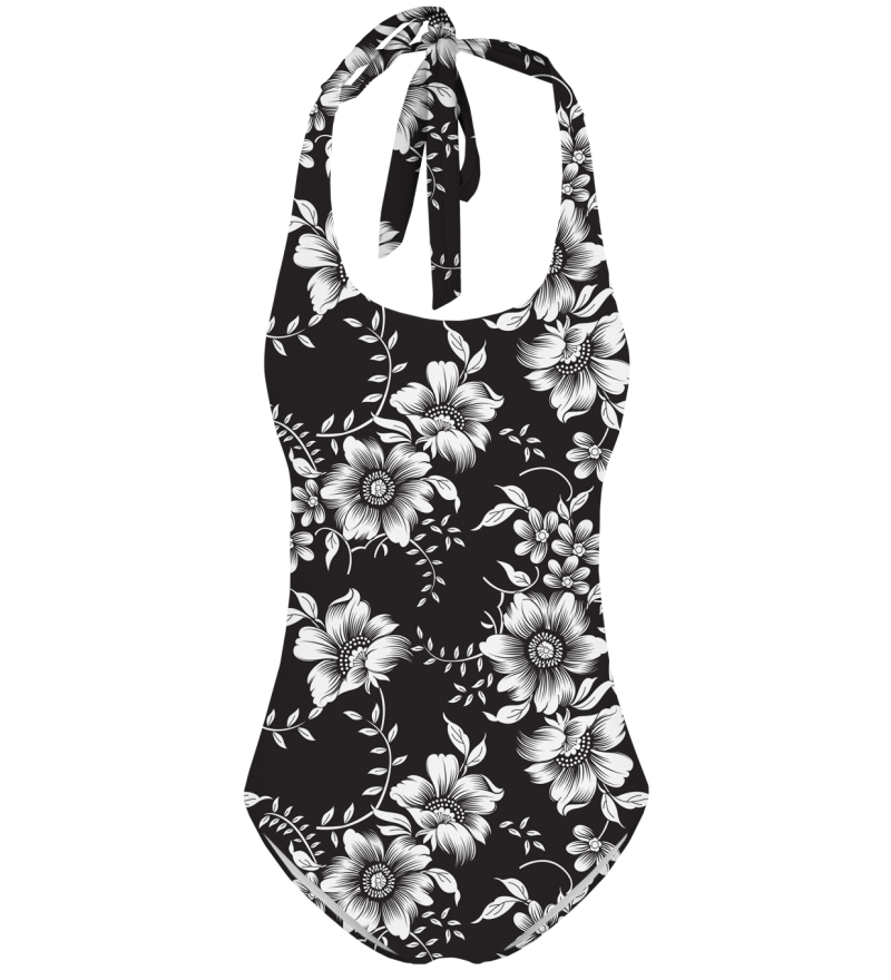 Dark Flowers open back swimsuit