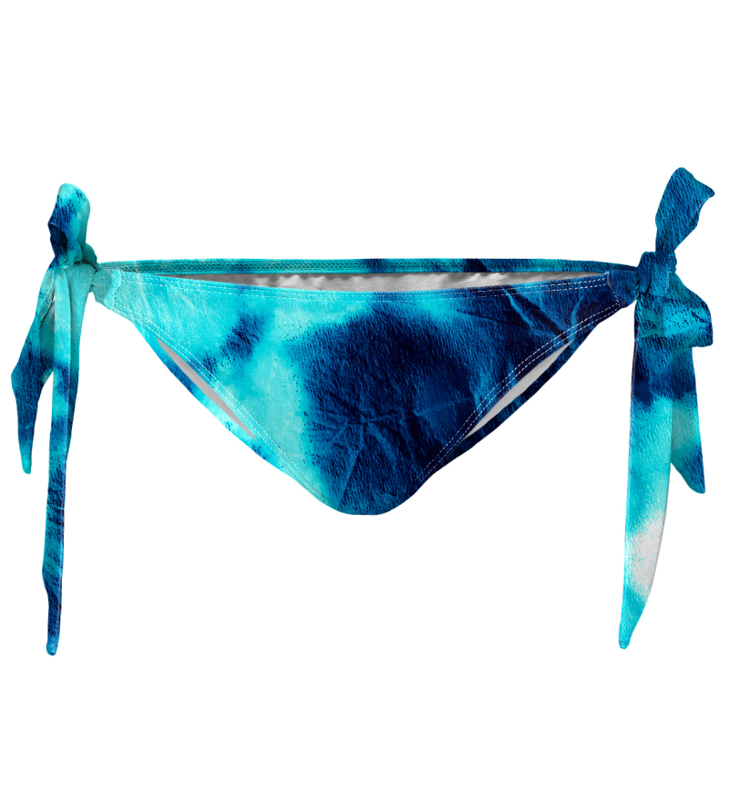 Dół od bikini z związaniami Blue Tie Dye