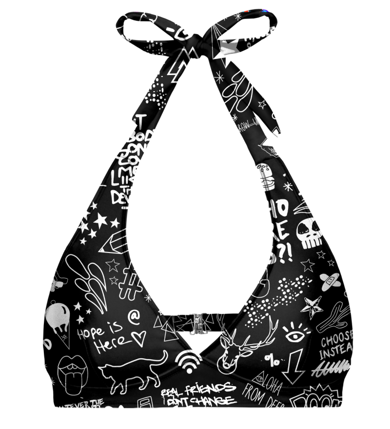 Doodle Halter Neck Bikini Top