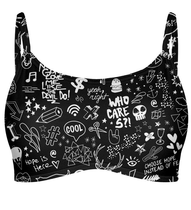 Doodle Crop Bikini Top