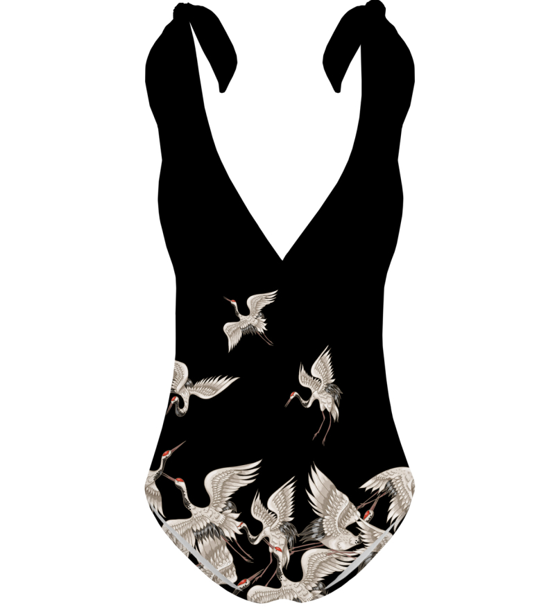 Black Cranes one piece swimsuit