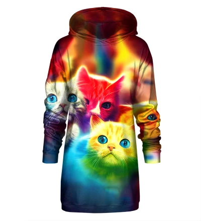 Colorful Kittens Hoodie Oversize Dress