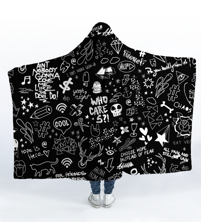 Doodle hooded blanket