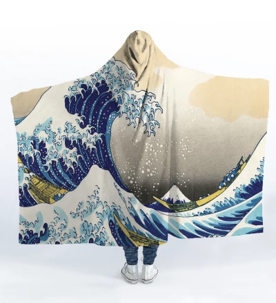 Great Wave hooded blanket