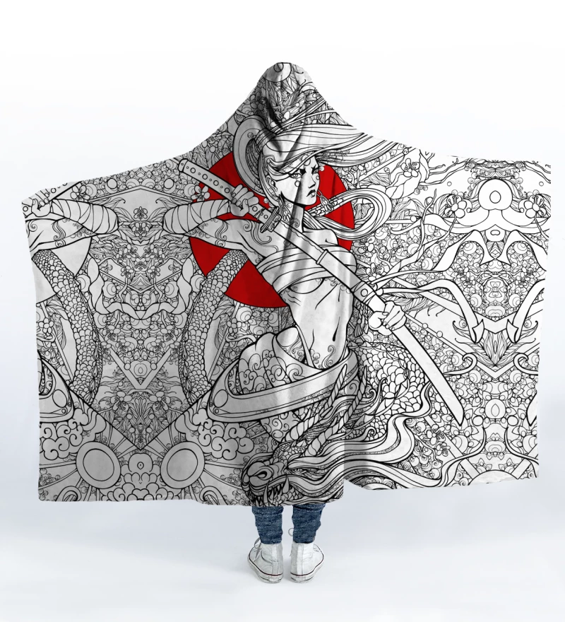 Lady Samurai hooded blanket