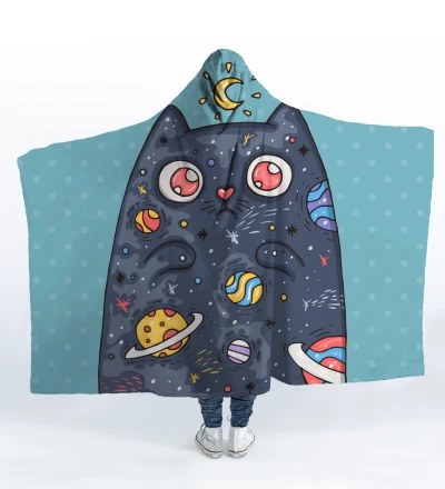 Space Cat hooded blanket