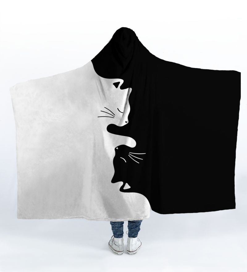 YinYang Cats hooded blanket