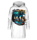 Mystic Panther White Hoodie Oversize Dress