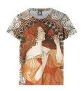 Lady with roses womens t-shirt
