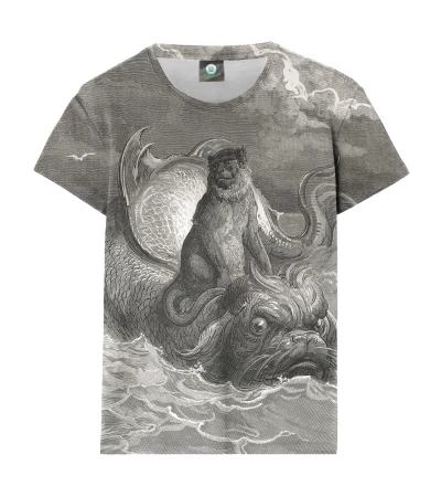 Damski t-shirt Dore Series - Monkey on a Dolphin