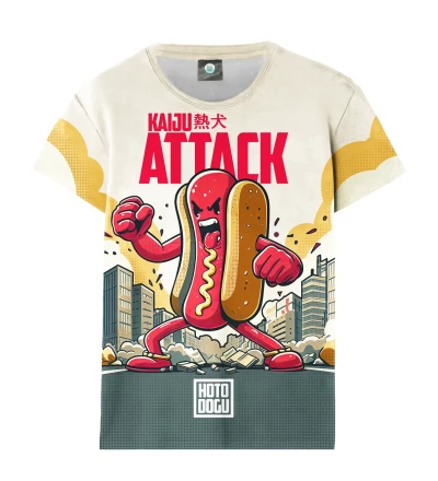 Hot Dog Attack womens t-shirt