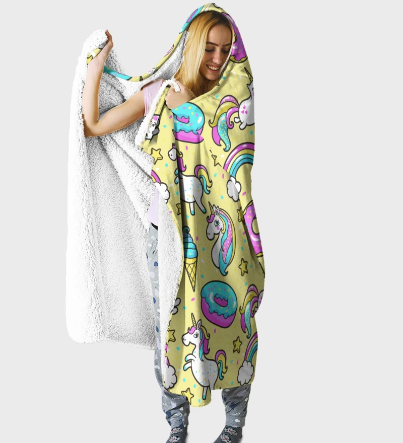 Unicorn heaven hooded blanket