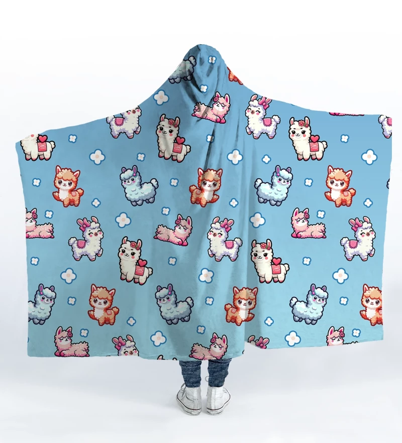 Lama Pattern hooded blanket