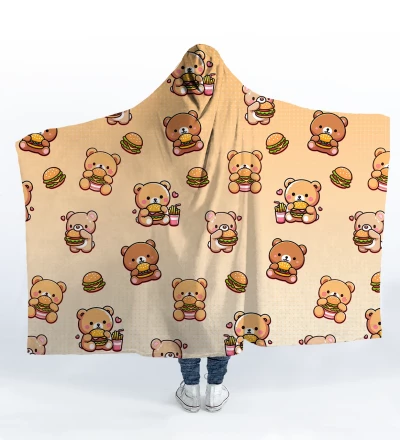 Burger Bear hooded blanket