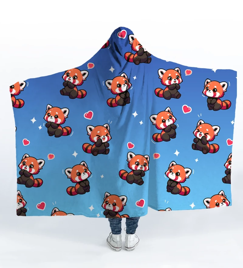 Tanuki Love hooded blanket