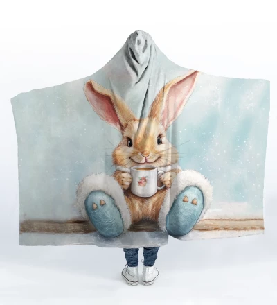 Winter Bunny hooded blanket