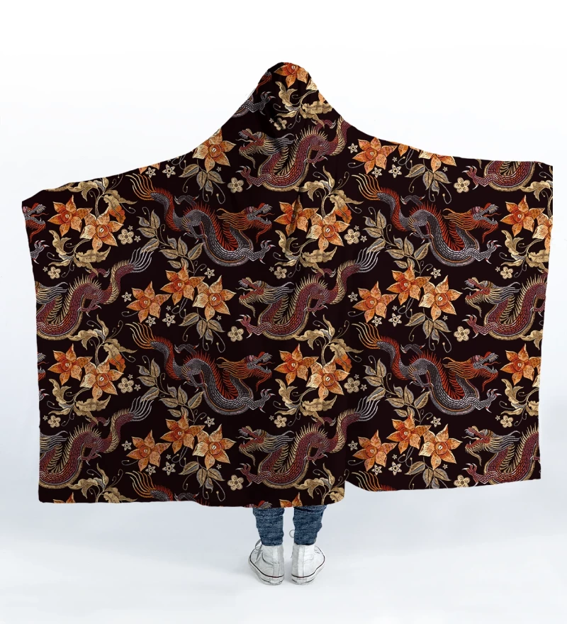 Japanese Dragon hooded blanket