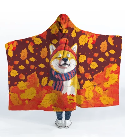 Autumn Shiba hooded blanket