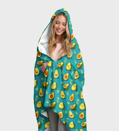 Happy Avocado hooded blanket