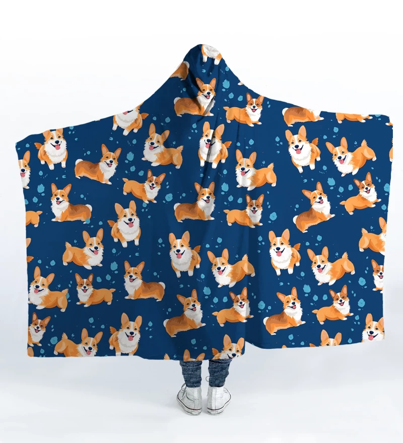 Corgi hooded blanket