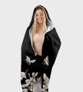 Black Cranes hooded blanket