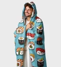 Sushi hooded blanket