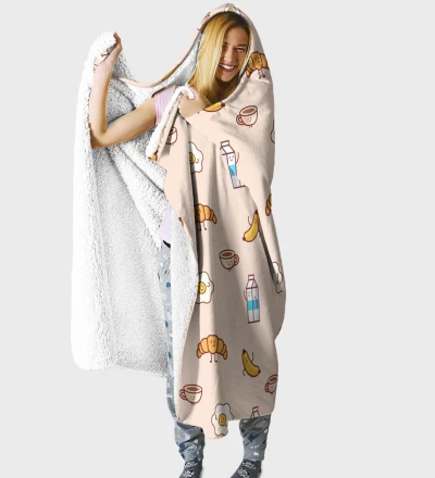 Kawaii Breakfast hooded blanket