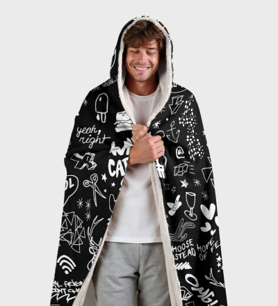 Doodle hooded blanket