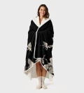 Black Cranes sherpa blanket