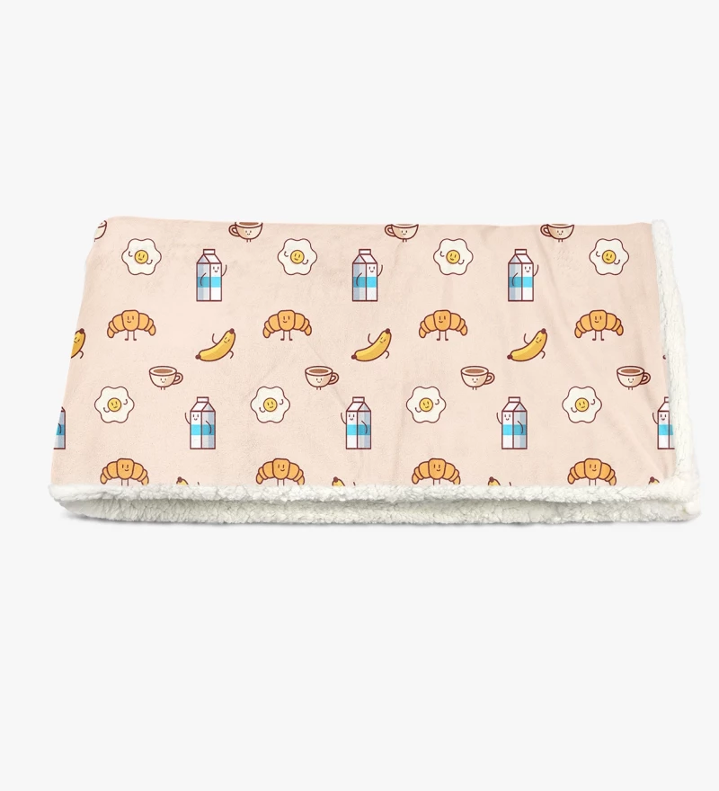 Kawaii Breakfast sherpa blanket