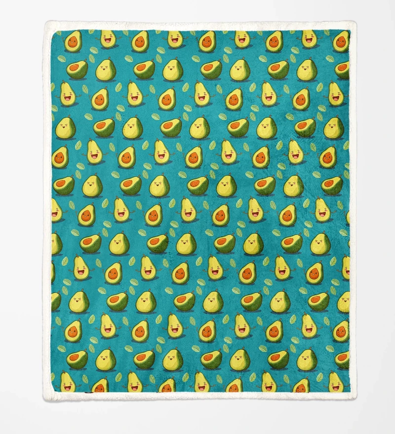 Happy Avocado sherpa blanket