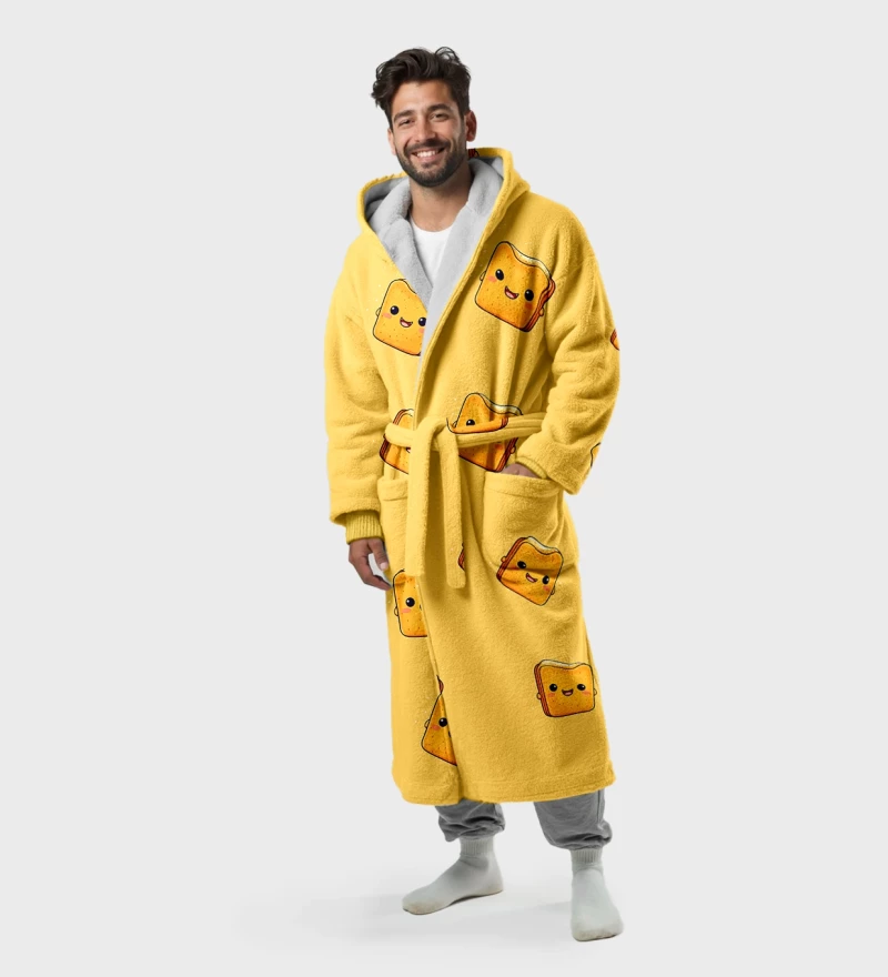 Cute Toast sherpa robe