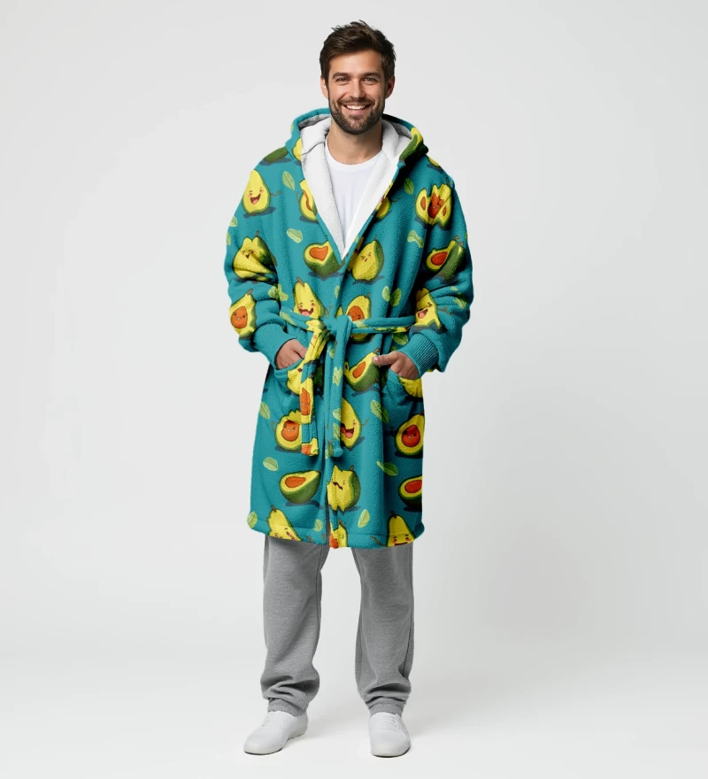 Happy Avocado sherpa robe