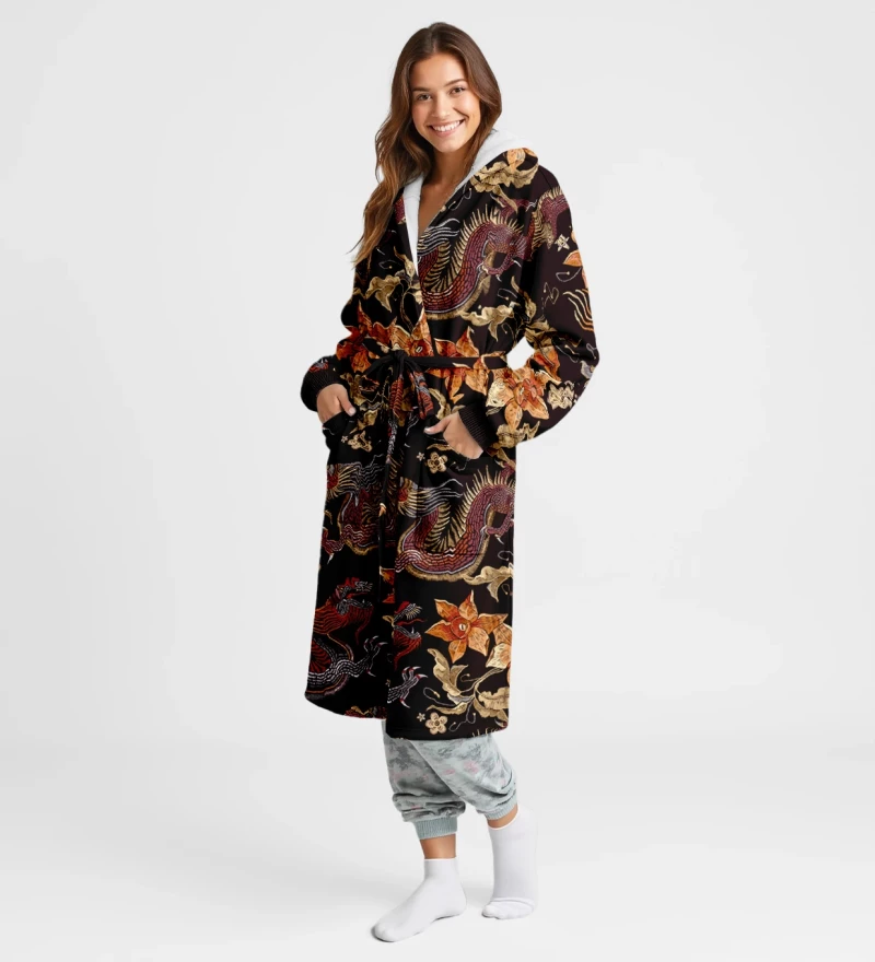 Japanese Dragon sherpa robe