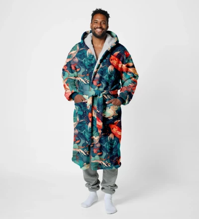 Watercolor Fish sherpa robe