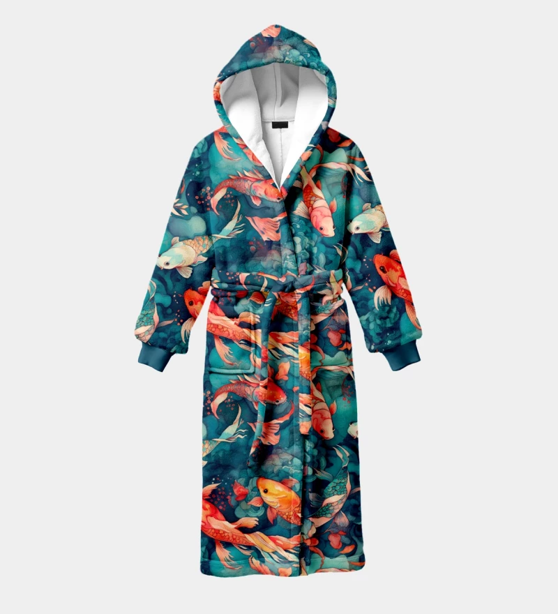 Watercolor Fish sherpa robe