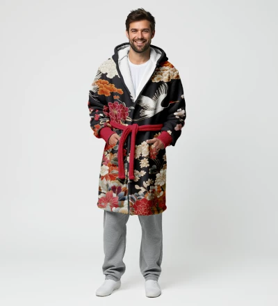 Asian Crane sherpa robe