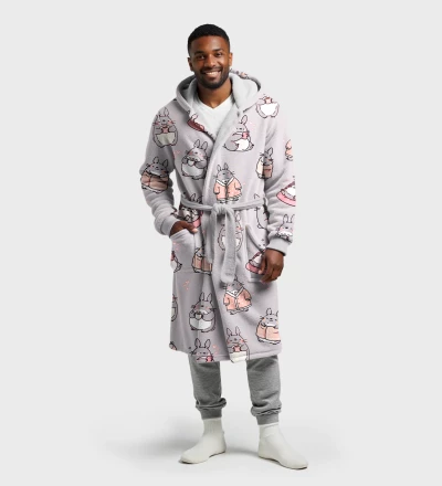 Grey Totoro sherpa robe