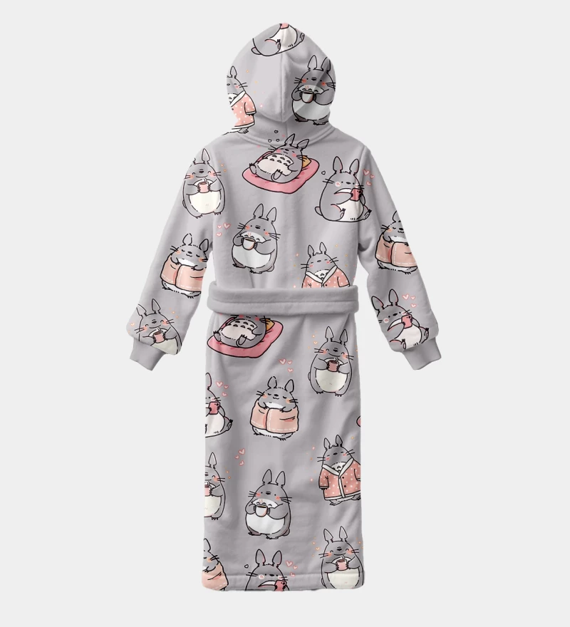 Grey Totoro sherpa robe