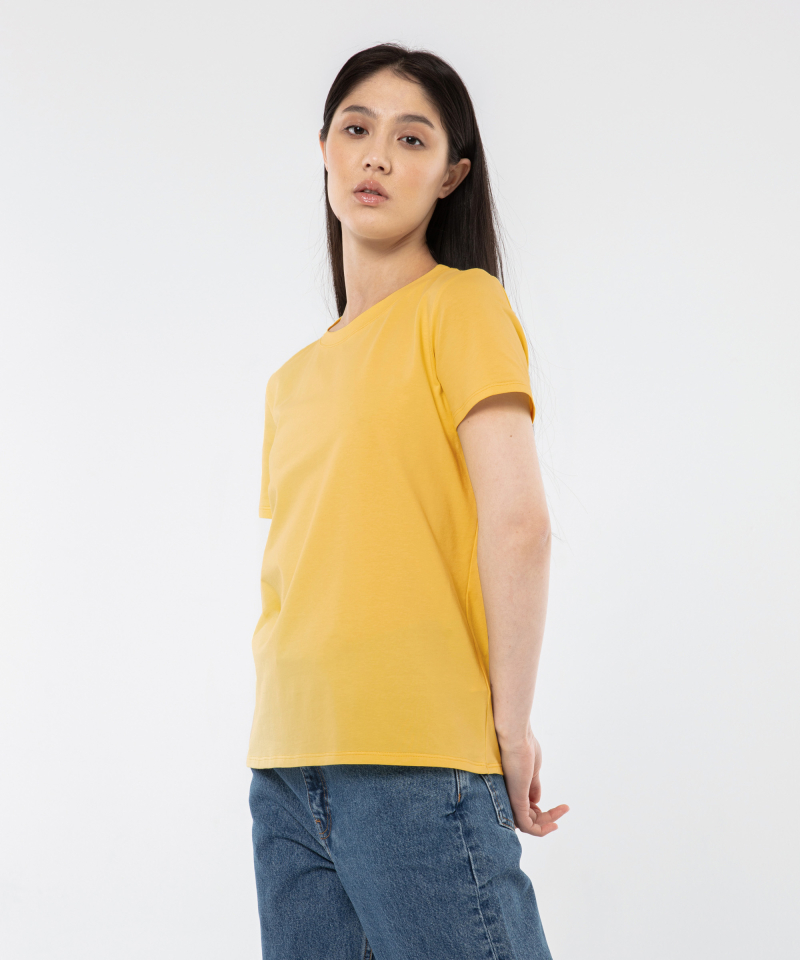 Crew-neck t-shirt, misted yellow - BASICLO