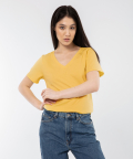 V-neck t-shirt, misted yellow
